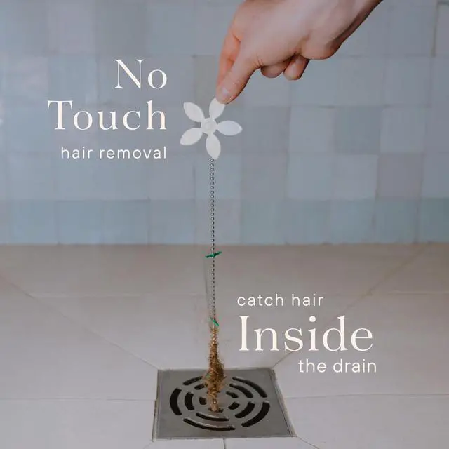 Alt view image 2 of 7 - Shower Drain Hair Catcher Disposable Bathroom Hair Trap, Easy to Install in Shower Drain Cover, Helps Prevent Clogs As Seen on Shark Tank White Flower (2-Pack)