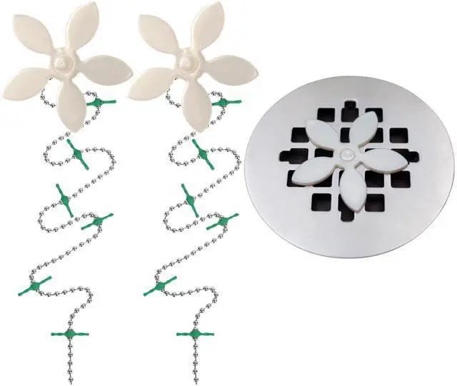 Main image of Shower Drain Hair Catcher Disposable Bathroom Hair Trap, Easy to Install in Shower Drain Cover, Helps Prevent Clogs As Seen on Shark Tank White Flower (2-Pack)