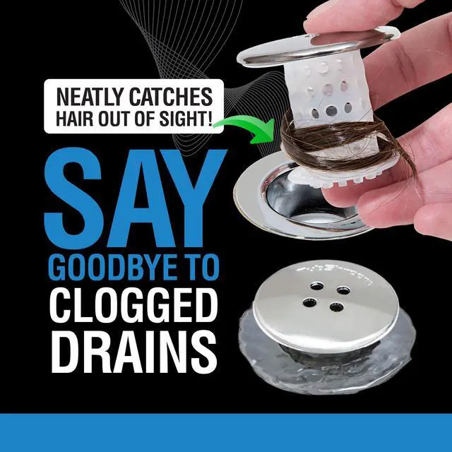 Alt view image 2 of 7 - Tub Drain Hair Catcher, Chrome for Bathroom Drains, Fits 1.5 1.75 Bathtub and Shower Drains, White