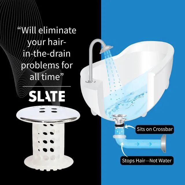 Alt view image 5 of 7 - Tub Drain Hair Catcher, Chrome for Bathroom Drains, Fits 1.5 1.75 Bathtub and Shower Drains, White
