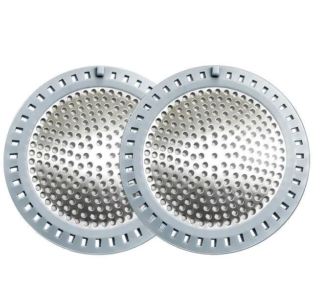 Main image of Shower Drain Hair Catcher, Shower Drain Strainer, Stainless Steel with Silicone Edging, 4.75 Inch Diameter