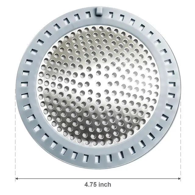 Alt view image 2 of 6 - Shower Drain Hair Catcher, Shower Drain Strainer, Stainless Steel with Silicone Edging, 4.75 Inch Diameter