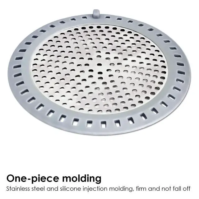 Alt view image 5 of 6 - Shower Drain Hair Catcher, Shower Drain Strainer, Stainless Steel with Silicone Edging, 4.75 Inch Diameter