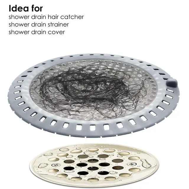 Alt view image 6 of 6 - Shower Drain Hair Catcher, Shower Drain Strainer, Stainless Steel with Silicone Edging, 4.75 Inch Diameter