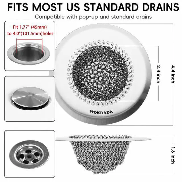 Alt view image 2 of 7 - Shower Drain Hair Catcher, Patented Bathtub Drain Cover, Anti-Clog