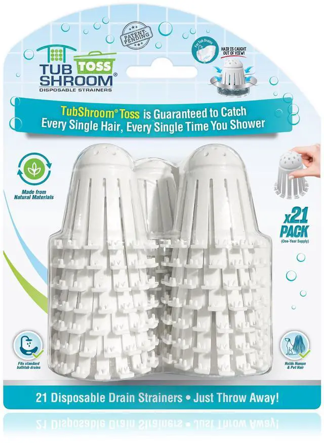 Main image of Disposable Bath Tub Drain Strainers - Hair Catcher Snare for Shower Bathtub to Prevent Clogged Drains, Traps Human and Pet Hair, One Year Supply (White)