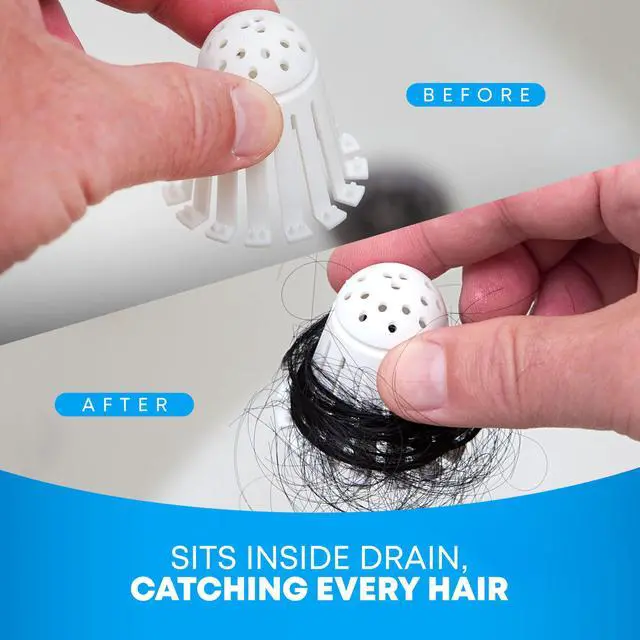 Alt view image 3 of 7 - Disposable Bath Tub Drain Strainers - Hair Catcher Snare for Shower Bathtub to Prevent Clogged Drains, Traps Human and Pet Hair, One Year Supply (White)