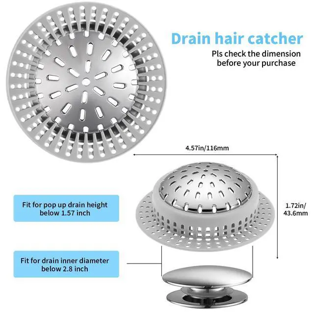 Alt view image 2 of 6 - Bathtub Drain Hair Catcher Shower Drain Cover Sink Drain Protector