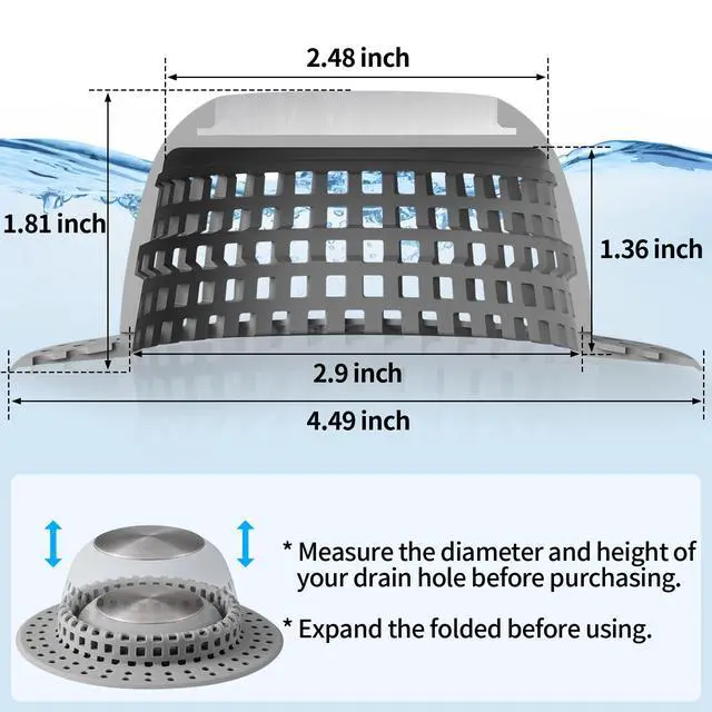 Alt view image 4 of 6 - Shower Drain Hair Catcher Bathtub Drain Cover Sink Drain Protector