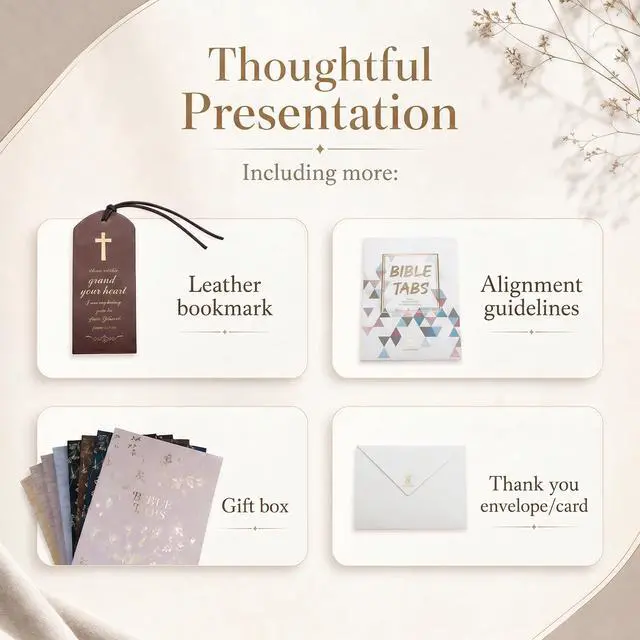 Alt view image 6 of 7 - Leather Bible Tabs for Women and Men, Gold Foil Lettering(Pink)