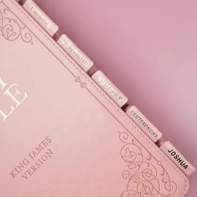 Alt view image 7 of 7 - Leather Bible Tabs for Women and Men, Gold Foil Lettering(Pink)
