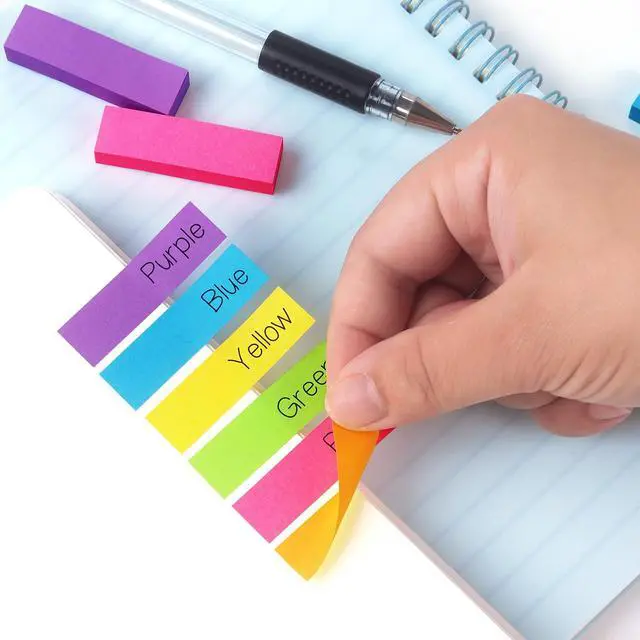 Alt view image 7 of 7 - Page Markers, 0.5x1.8 in, 30 Pads, 6 Bright Colors