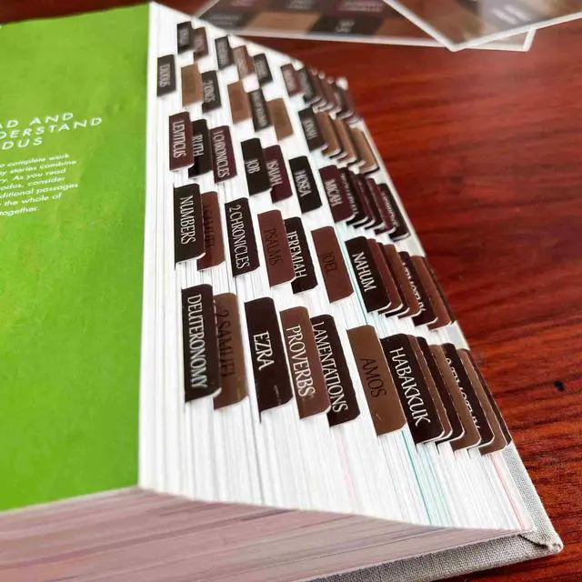 Alt view image 3 of 6 - Reposition Laminated Bible Tabs, Large Print Stickers, Easy to Read & Apply Bible Tabs for Women & Man (Earthy Brown)
