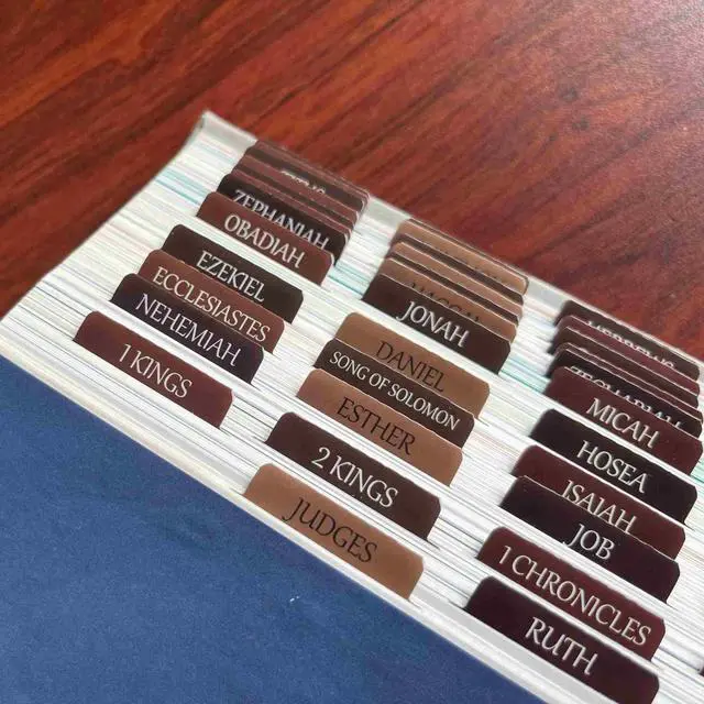 Alt view image 6 of 6 - Reposition Laminated Bible Tabs, Large Print Stickers, Easy to Read & Apply Bible Tabs for Women & Man (Earthy Brown)