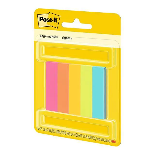 Alt view image 3 of 7 - Page Markers, Assorted Colors, 1/2 in x 2 in, 50 Sheets/Pad, 5 Pads/Pack (670-5AF)