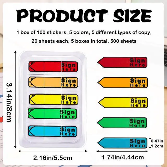 Alt view image 2 of 7 - Sign Here Sticky Tabs, Multicolor Signature Page Flags