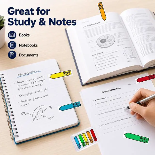 Alt view image 4 of 7 - Sign Here Sticky Tabs, Multicolor Signature Page Flags