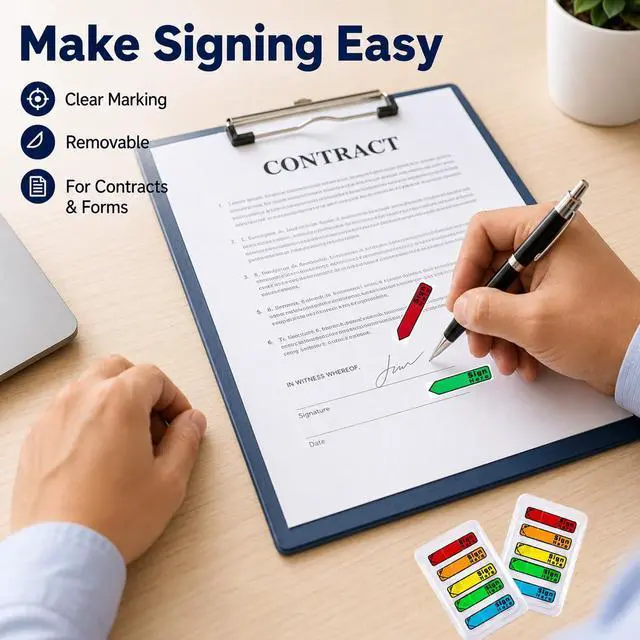 Alt view image 5 of 7 - Sign Here Sticky Tabs, Multicolor Signature Page Flags