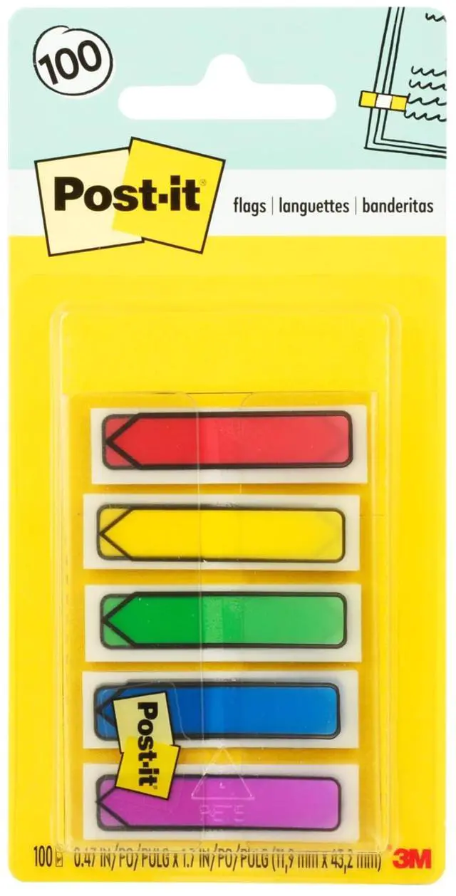 Main image of Arrow Flags, 0.47 x 1.7 in, Primary Colors, 1 Dispenser, 100 Flags