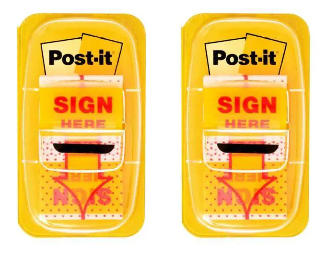 Alt view image 6 of 7 - Message Flags, Sign Here 1 in. x 1.7 in., Two Dispensers with 50 -Count Yellow Sticky Tabs Per Dispenser (100 Flags Total)