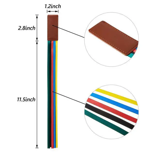 Alt view image 2 of 7 - Pieces Bible Ribbon Bookmark Markers Artificial Leather Bookmark with Ribbons for Books Office(Classic,Yellow,Blue,Red,Green)