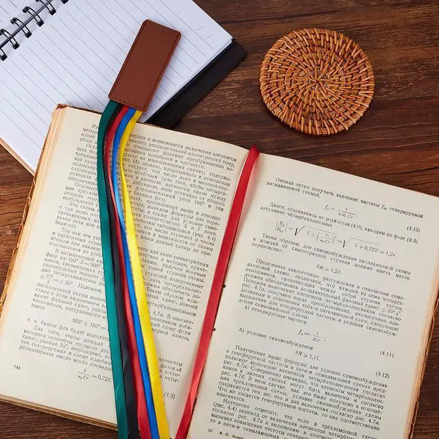 Alt view image 3 of 7 - Pieces Bible Ribbon Bookmark Markers Artificial Leather Bookmark with Ribbons for Books Office(Classic,Yellow,Blue,Red,Green)