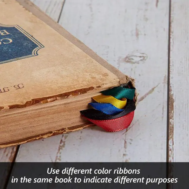 Alt view image 4 of 7 - Pieces Bible Ribbon Bookmark Markers Artificial Leather Bookmark with Ribbons for Books Office(Classic,Yellow,Blue,Red,Green)