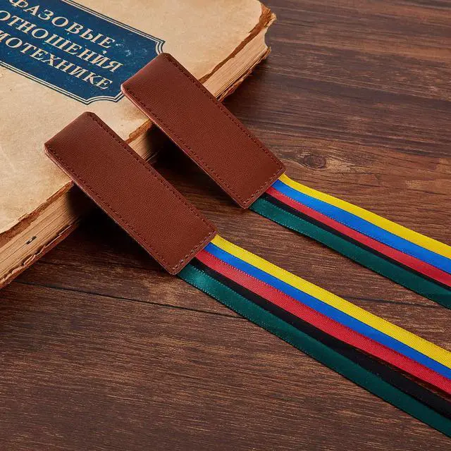 Alt view image 5 of 7 - Pieces Bible Ribbon Bookmark Markers Artificial Leather Bookmark with Ribbons for Books Office(Classic,Yellow,Blue,Red,Green)
