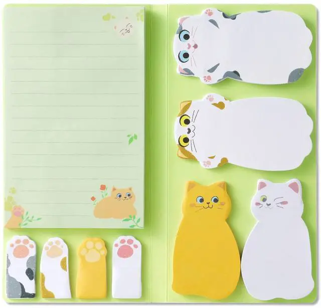 Main image of Cat Sticky Notes Set, Cute Sticky Note Animal Divider Tabs Bundle Writing Memo Pads Page Marker, Sticky Notes Pads for Cat Lovers Kids Office School Supplies Creative Gifts