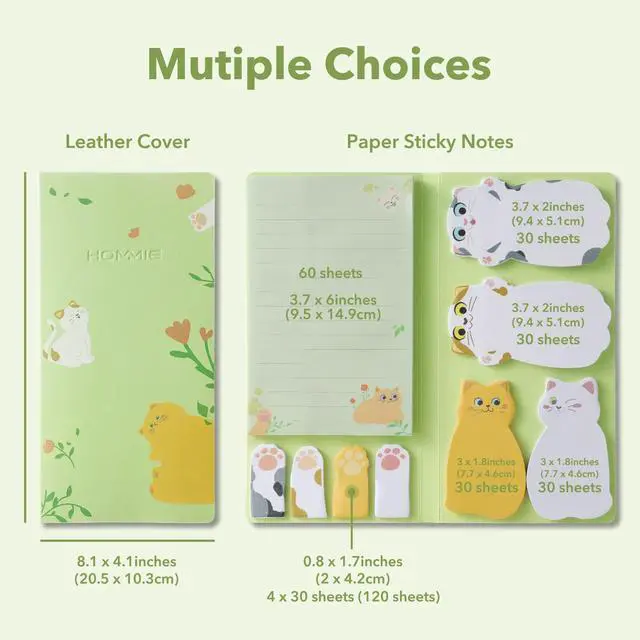 Alt view image 2 of 7 - Cat Sticky Notes Set, Cute Sticky Note Animal Divider Tabs Bundle Writing Memo Pads Page Marker, Sticky Notes Pads for Cat Lovers Kids Office School Supplies Creative Gifts