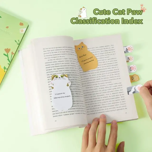 Alt view image 4 of 7 - Cat Sticky Notes Set, Cute Sticky Note Animal Divider Tabs Bundle Writing Memo Pads Page Marker, Sticky Notes Pads for Cat Lovers Kids Office School Supplies Creative Gifts