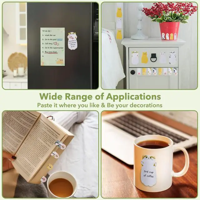 Alt view image 6 of 7 - Cat Sticky Notes Set, Cute Sticky Note Animal Divider Tabs Bundle Writing Memo Pads Page Marker, Sticky Notes Pads for Cat Lovers Kids Office School Supplies Creative Gifts