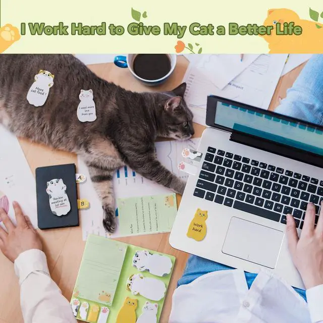 Alt view image 7 of 7 - Cat Sticky Notes Set, Cute Sticky Note Animal Divider Tabs Bundle Writing Memo Pads Page Marker, Sticky Notes Pads for Cat Lovers Kids Office School Supplies Creative Gifts