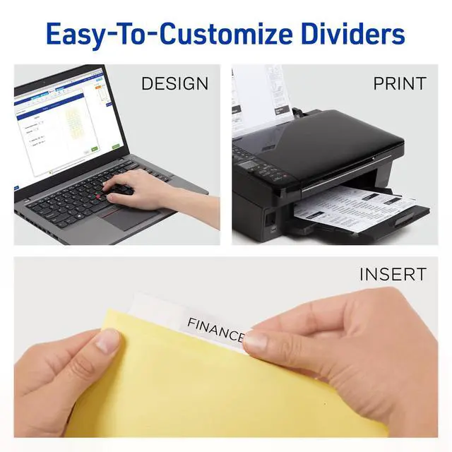 Alt view image 2 of 7 - Insertable Dividers for 3 Ring Binder, 5-Tab Set, Clear Big Tabs, Buff Paper with Gold-Reinforced, 1 Set, Great for Organizing Projects, Reports, Finances, and More (11110)