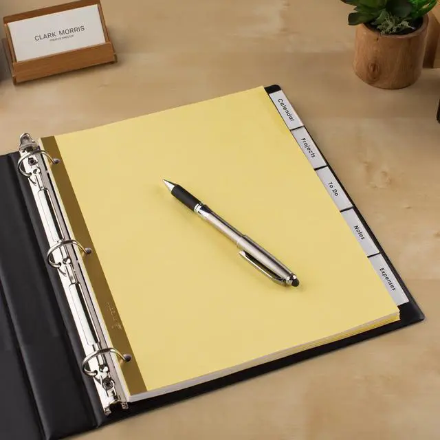Alt view image 7 of 7 - Insertable Dividers for 3 Ring Binder, 5-Tab Set, Clear Big Tabs, Buff Paper with Gold-Reinforced, 1 Set, Great for Organizing Projects, Reports, Finances, and More (11110)