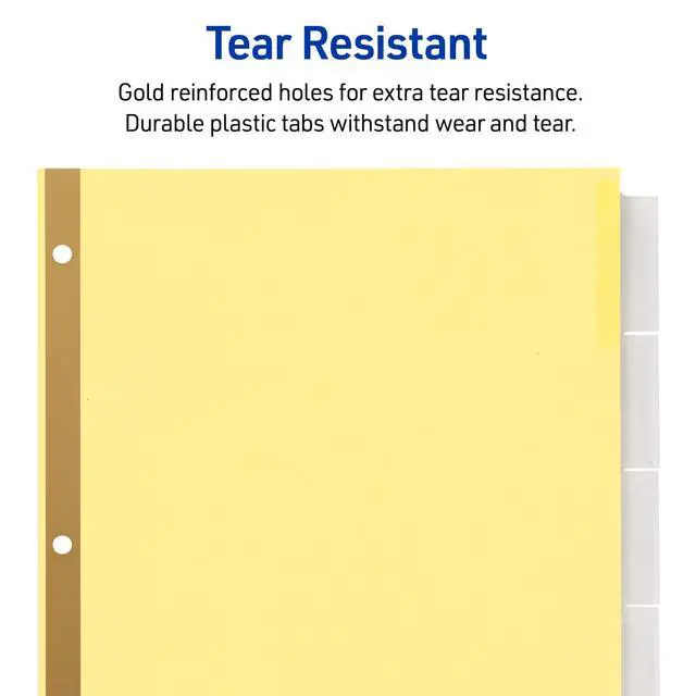 Alt view image 6 of 7 - Insertable Dividers for 3 Ring Binder, 5-Tab Set, Clear Big Tabs, Buff Paper with Gold-Reinforced, 1 Set, Great for Organizing Projects, Reports, Finances, and More (11110)