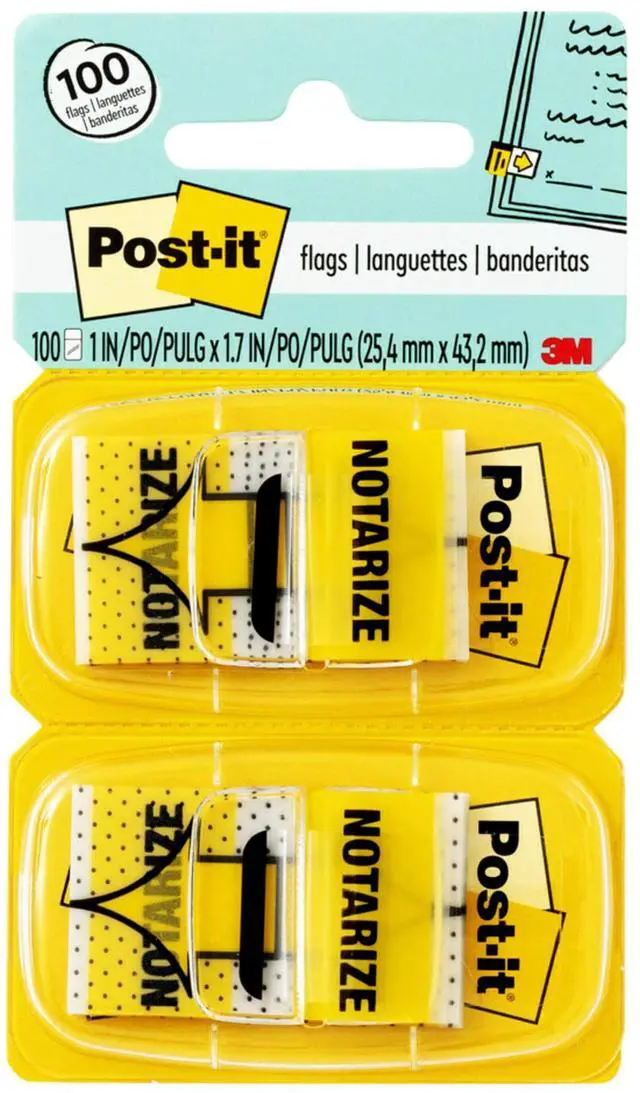 Main image of Message Flags, Notarize, 1 x 1.7 in, Yellow, 2 Dispensers