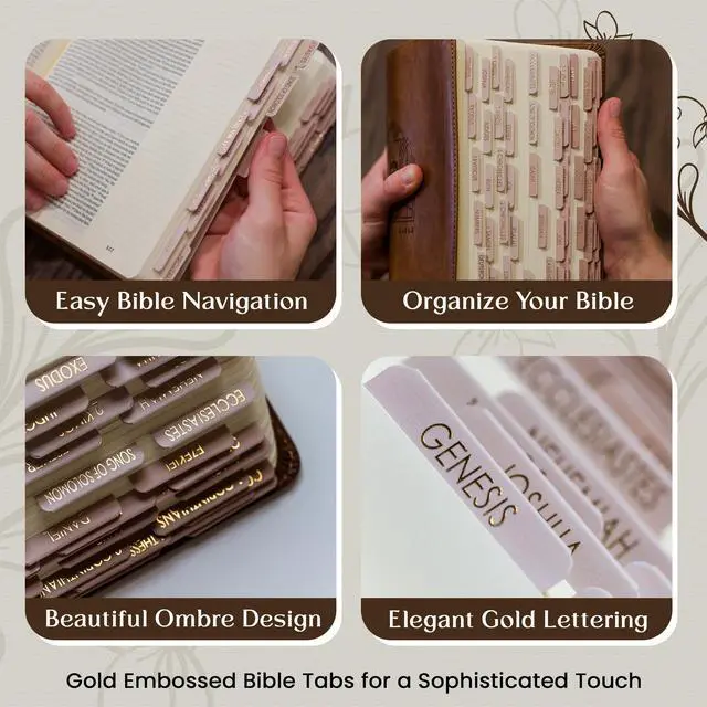 Alt view image 4 of 7 - Bible Tabs for Women, Laminated Gold Foil Catholic Bible Tabs (Oak)
