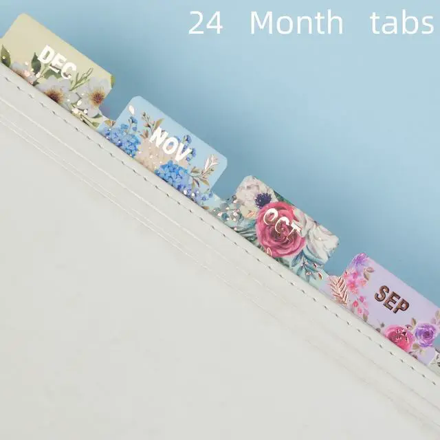 Alt view image 3 of 7 - Laminated Planner Monthly Tabs, 72 Stickers in Total(Floral)