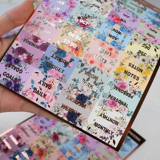 Alt view image 6 of 7 - Laminated Planner Monthly Tabs, 72 Stickers in Total(Floral)