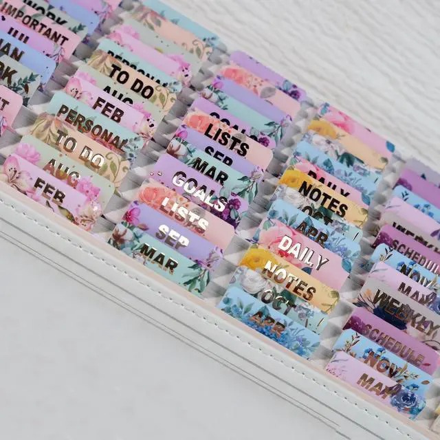 Alt view image 7 of 7 - Laminated Planner Monthly Tabs, 72 Stickers in Total(Floral)