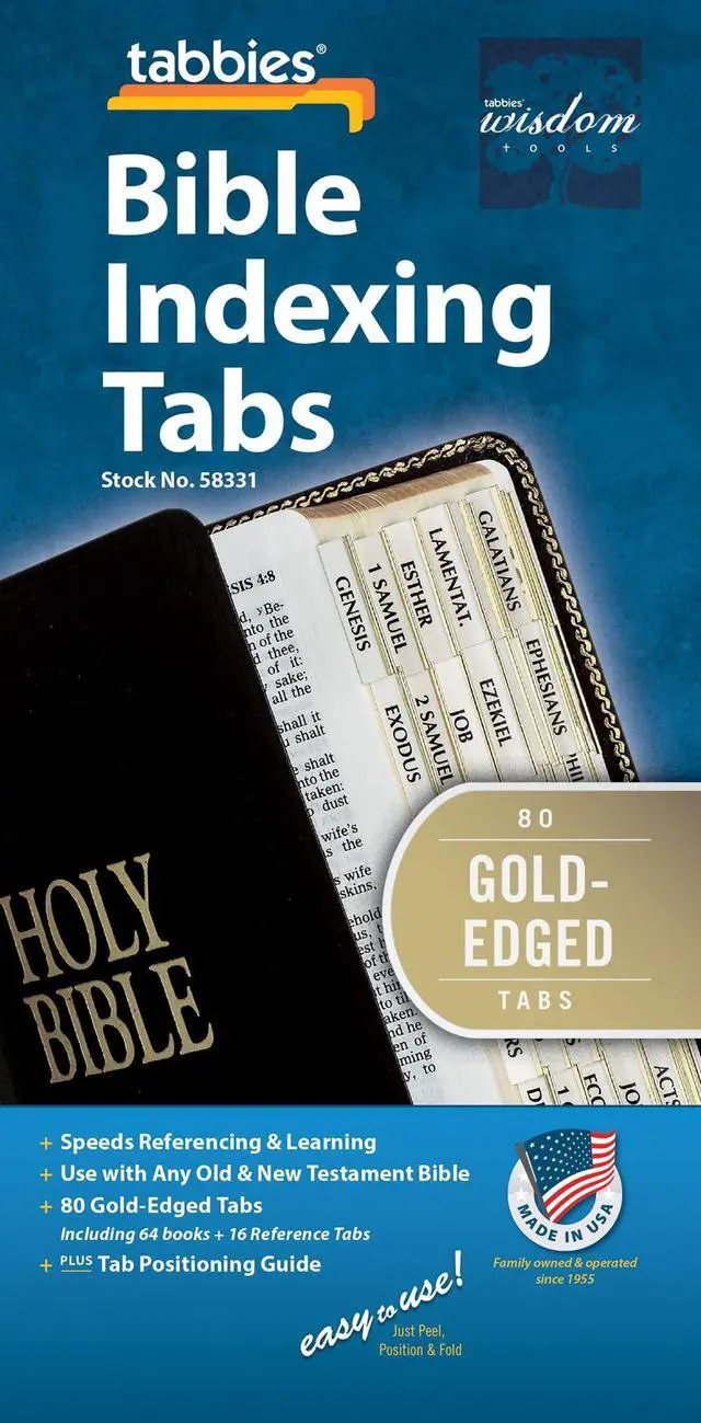 Alt view image 3 of 7 - Gold-Edged Bible Indexing Tabs, Old & New Testament, 80 Tabs Including 64 Books & 16 Reference Tabs (58331)