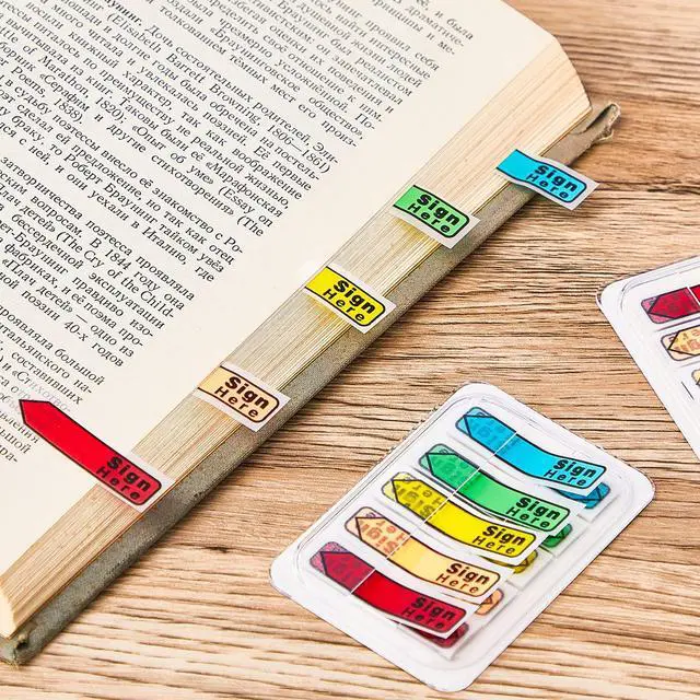 Alt view image 5 of 6 - Sign Here Tabs Sign Here Stickers Please Message Flags Multicolor Sticky Flags Signature Tabs for Office Notebook Annotating Books Notary Books Documents (Cute)