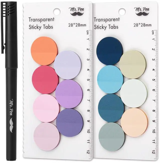 Main image of Round Transparent Sticky Notes, 1.1 Diameter, 14 Pads, 560 Sheets