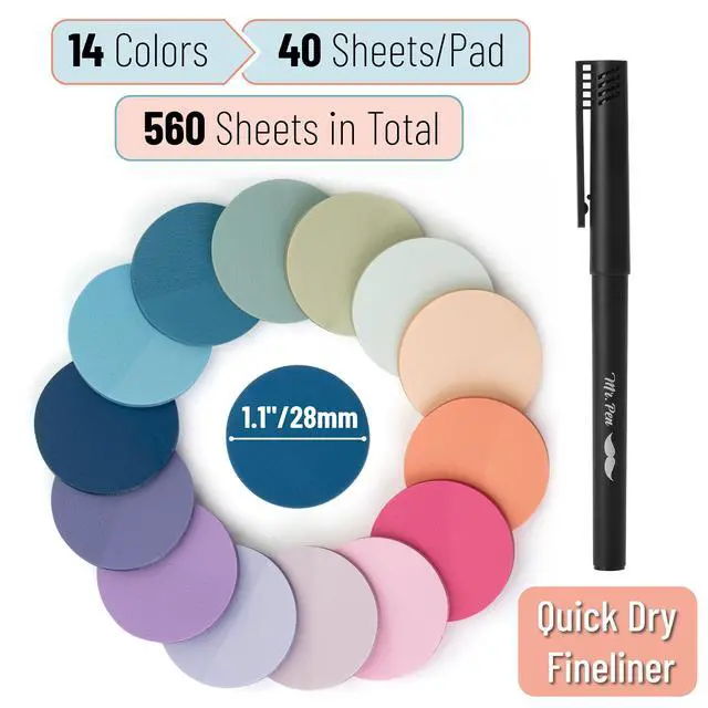 Alt view image 2 of 7 - Round Transparent Sticky Notes, 1.1 Diameter, 14 Pads, 560 Sheets