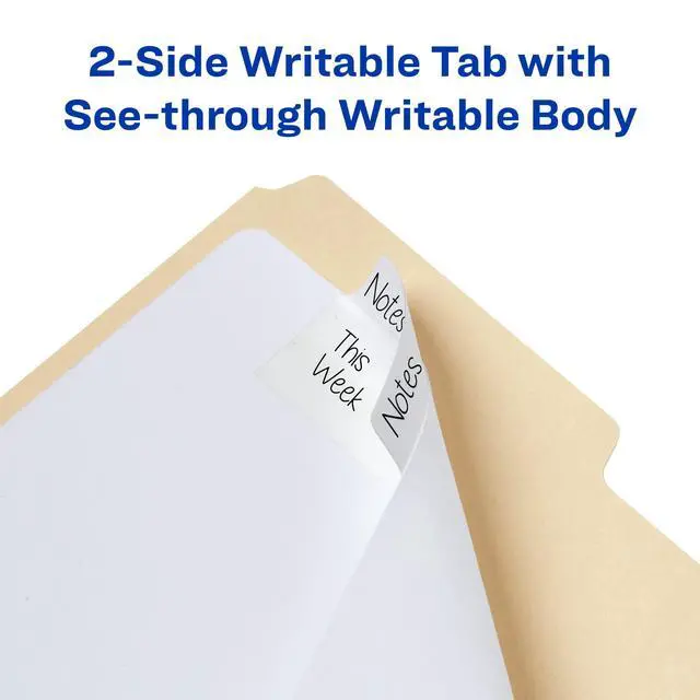 Alt view image 5 of 7 - 3" x 1.5", 2-Side Writable, White, 24 Repositionable File Tabs
