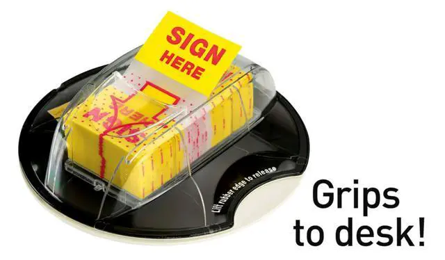 Alt view image 6 of 7 - Sign Here, 200/High Volume Desk Grip Dispenser, 1 in Wide, Yellow