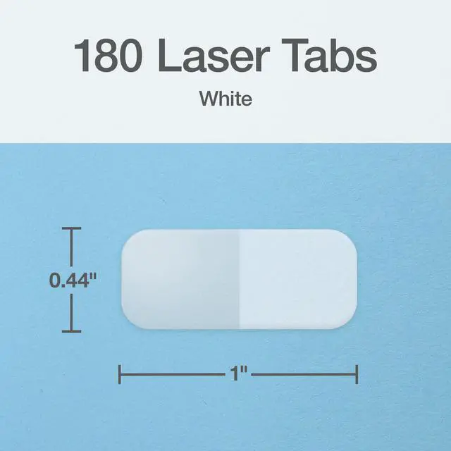 Alt view image 2 of 7 - Laser Index Tabs, Divider Tabs, Permanent Adhesive Index Labels, Customizable Divider Labels, 7/16" x 1", White, 180 Tabs