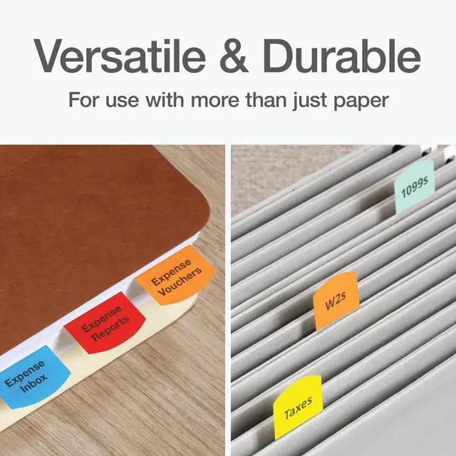 Alt view image 5 of 7 - Laser Printable Tabs, Permanent Index Tabs, Customizable Adhesive Labels, 5 Assorted Colors: Yellow, Red, Blue, Green, Orange, 1.125" x 1.25", 375 Per Pack