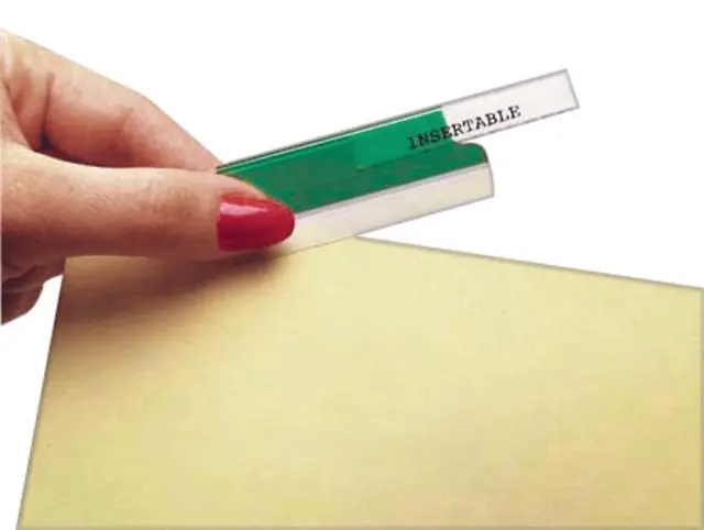 Alt view image 5 of 5 - Insertable Self-Adhesive Tabs with Printable Inserts, 1", Permanent Adhesive, Assorted (Blue, Clear, Green, Red and Yellow), Pack of 25 Index Tabs